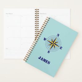 Navy en Gold Nautical Compass Roos Reizen Planner