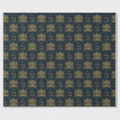 Navy en Gold O Heilige Dacht Mannen Cadeaupapier (Vlak)