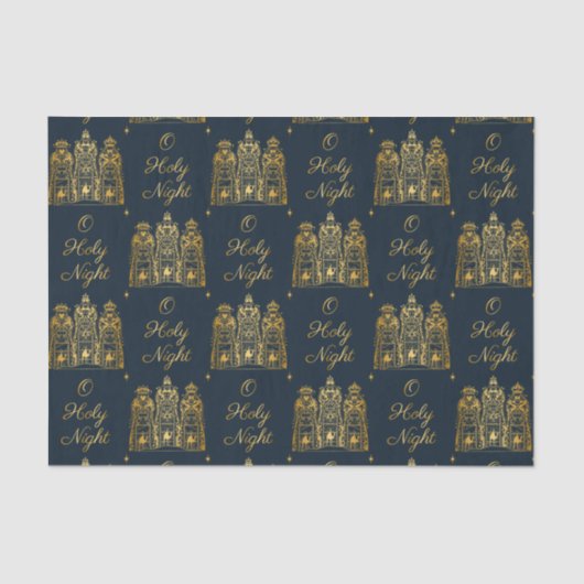 Navy en Gold O Heilige Dacht Mannen Tissuepapier (Voorkant)