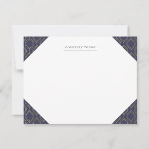 Navy en Gold Ogee Monogrammed Stationery Notitiekaartje