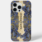 Navy en Gold Paisley Peacock Case-Mate iPhone Case (Achterkant)