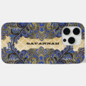 Navy en Gold Paisley Peacock Case-Mate iPhone Case (Achterkant (horizontaal))