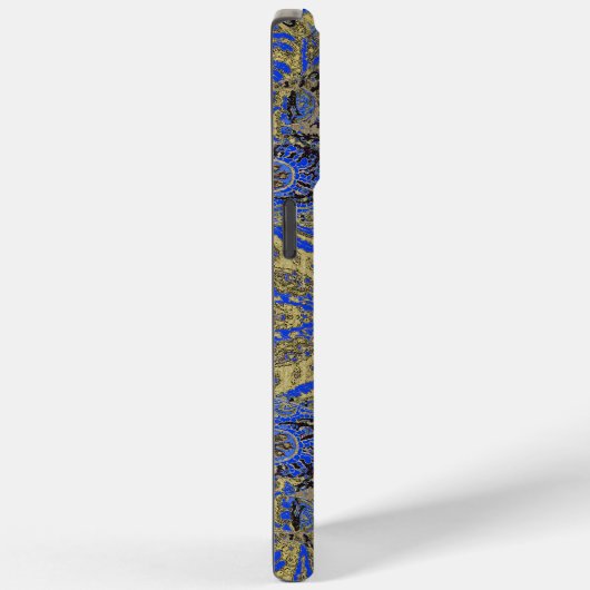 Navy en Gold Paisley Peacock Case-Mate iPhone Case (Achterkant / Rechts)