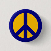 Navy en Gold Peace Symbol Button (Voorkant)
