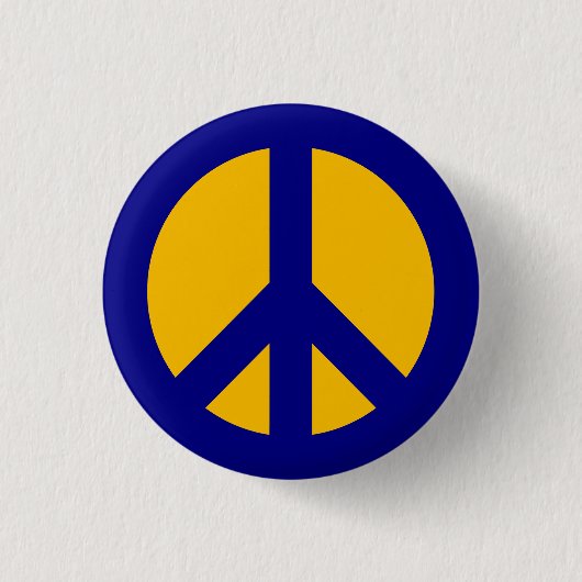 Navy en Gold Peace Symbol Button (Voorkant)