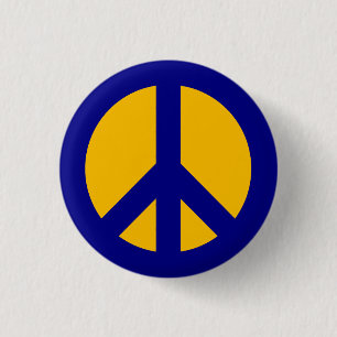 Navy en Gold Peace Symbol Button
