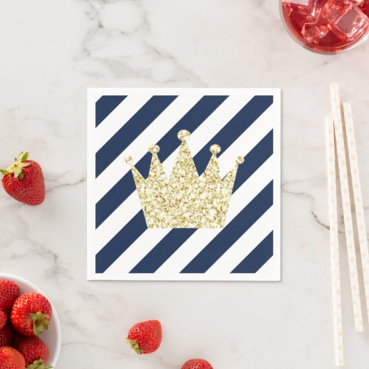 Navy en Gold Prince Crown Napkins Servetten (Insitu)