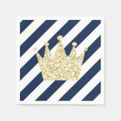 Navy en Gold Prince Crown Napkins Servetten (Voorkant)
