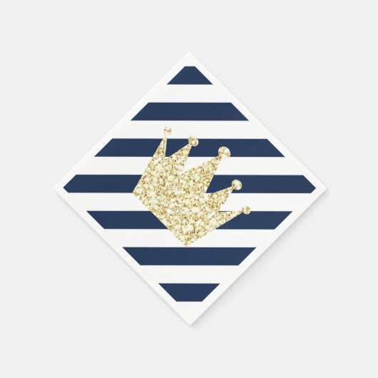 Navy en Gold Prince Crown Napkins Servetten (Hoek)
