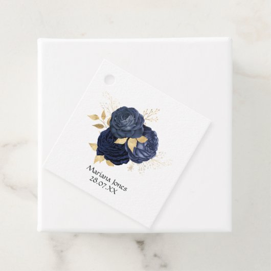 Navy en Gold  Shabby Rozen Quinceañera Bedankjes Labels (In situ)