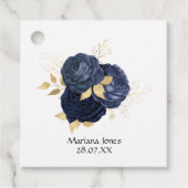 Navy en Gold  Shabby Rozen Quinceañera Bedankjes Labels (Voorkant)