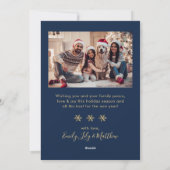 Navy en Gold Snowflake 5 Fotocollage Kerstmis Feestdagenkaart (Achterkant)