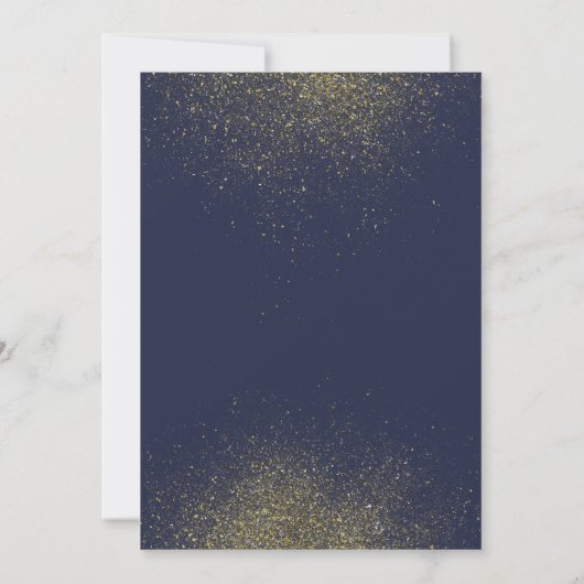 Navy en Gold Stardust bruiloft uitnodiging (Achterkant)