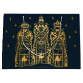 Navy en Gold Three Wise Mannen Groot Cadeauzakje (Voorkant)