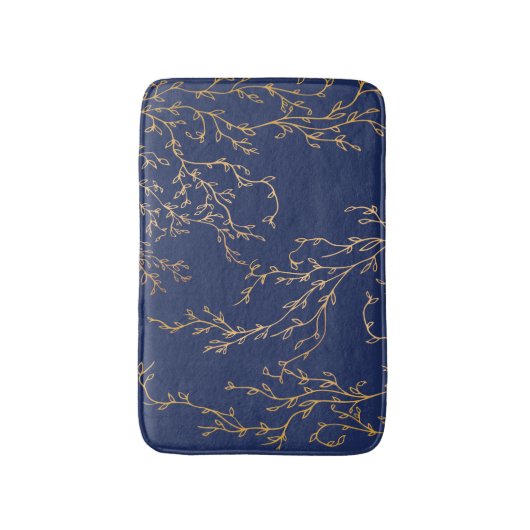 Navy en Gold Vines Badmat (Voorkant Verticaal)