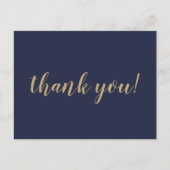 Navy en Gold Wedding Dank u Briefkaart (Voorkant)