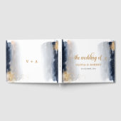 Navy en Gold Wedding Gastenboek (Volledig)