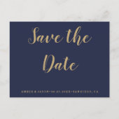 Navy en Gold Wedding Save the Date Aankondigingskaart (Voorkant)