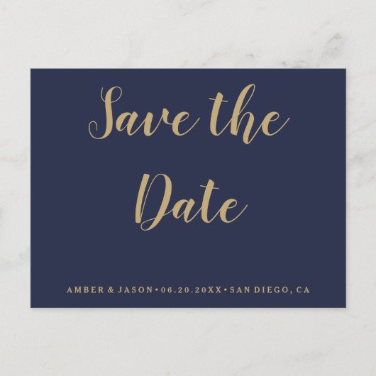 Navy en Gold Wedding Save the Date Aankondigingskaart (Voorkant)