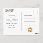 Navy en Golden Star of David Save the Date Briefkaart (Achterkant)