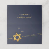 Navy en Golden Star van David Place Card Plaatskaartje (Buitenkant ongevouwen)