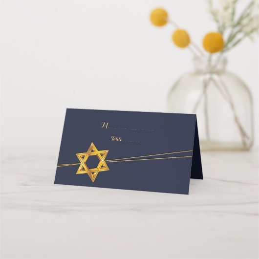 Navy en Golden Star van David Place Card Plaatskaartje (Voorkant)