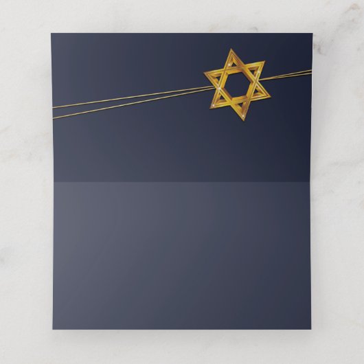 Navy en Golden Star van David Place Card Plaatskaartje (Binnenkant ongevouwen)