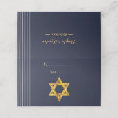 Navy en Golden Star van David Place Card Plaatskaartje (Buitenkant ongevouwen)