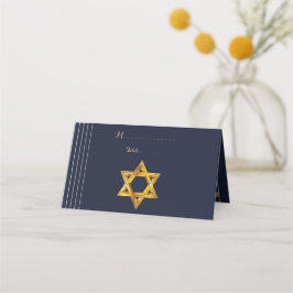 Navy en Golden Star van David Place Card Plaatskaartje