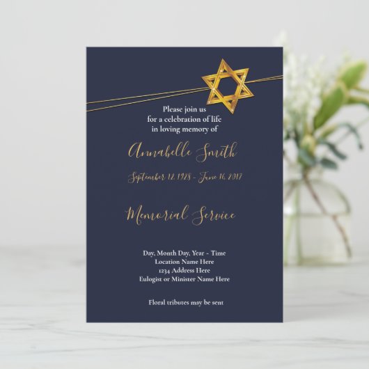 Navy en Golden Star van    DavidLoving Memory Kaart (Staand voorkant)