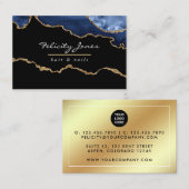 Navy en goud agaat Edelsteen Visitekaartje (Voorkant / Achterkant)
