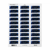 Navy en Goud Agate Marmer Bruiloft Etiket (Full Sheet)
