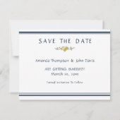 Navy en Goud Elegant Bruiloft Aankondiging (Achterkant)