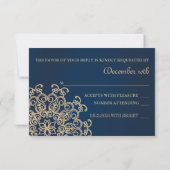 NAVY EN GOUD INDIAN STIJL BRUILOFT REACTIE KAART (Achterkant)