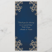 Navy en Goud Indiase stijl Bruiloft Menu Kaart (Achterkant)