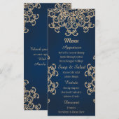 Navy en Goud Indiase stijl Bruiloft Menu Kaart (Voorkant / Achterkant)