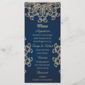 Navy en Goud Indiase stijl Bruiloft Menu Kaart (Voorkant)