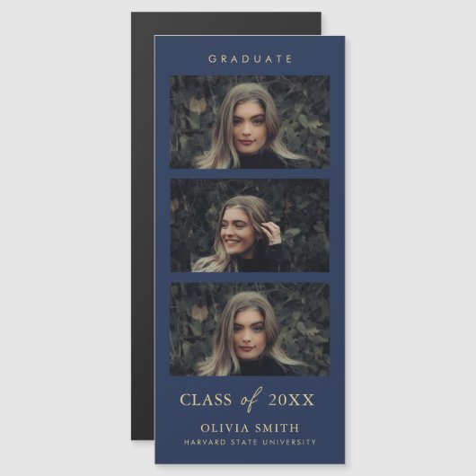 Navy en Goud Magnetische Fotostrip Afstuderen (Voorkant / Achterkant)