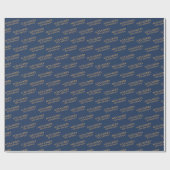 Navy en Goud Naam Leeftijd Chic Verjaardag Cadeaupapier (Vlak)