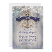 Navy en goud nautische rustieke anker strand bruil