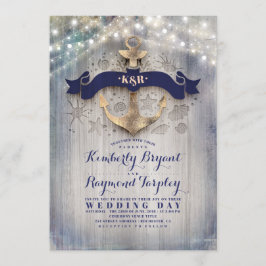 Navy en goud nautische rustieke anker strand bruil kaart