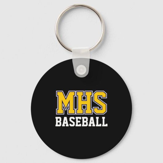 Navy En Goud School Spirit Aangepaste Honkbal Team Sleutelhanger (Voorkant)