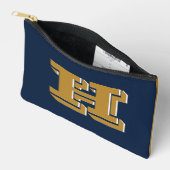 Navy en goud school trots kleur stijl monogram etui (Open)