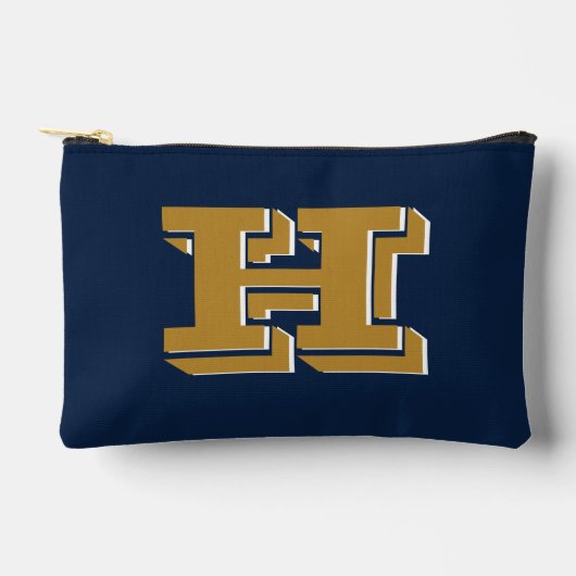 Navy en goud school trots kleur stijl monogram etui (Voorkant)
