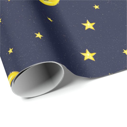 Navy en Goud Twinkle Little Stars Cadeaupapier (Rol Hoek)