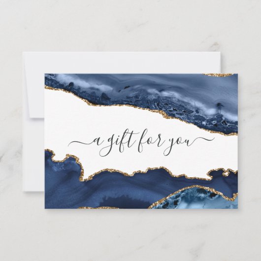 Navy en gouden agaat cadeaubon (Voorkant)