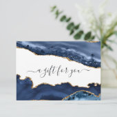 Navy en gouden agaat cadeaubon (Staand voorkant)