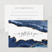 Navy en gouden agaat cadeaubon (Voorkant / Achterkant)