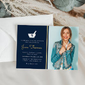 Navy en gouden apotheek afstudeerfeest Uitnodiging