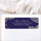 Navy en gouden bladeren herfst bruiloft etiket (Insitu)